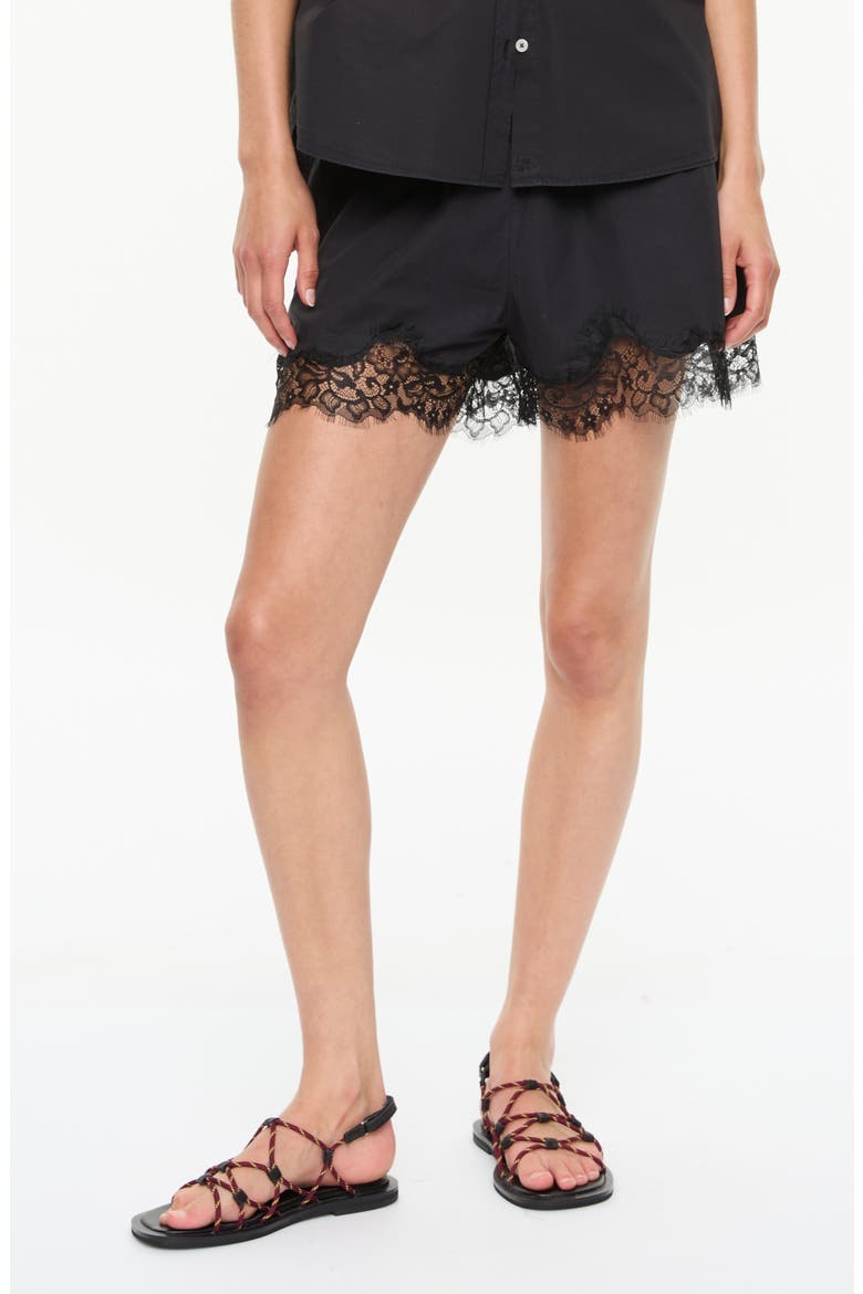 Lumi Lace Trim Shorts, Main, color, BLACK