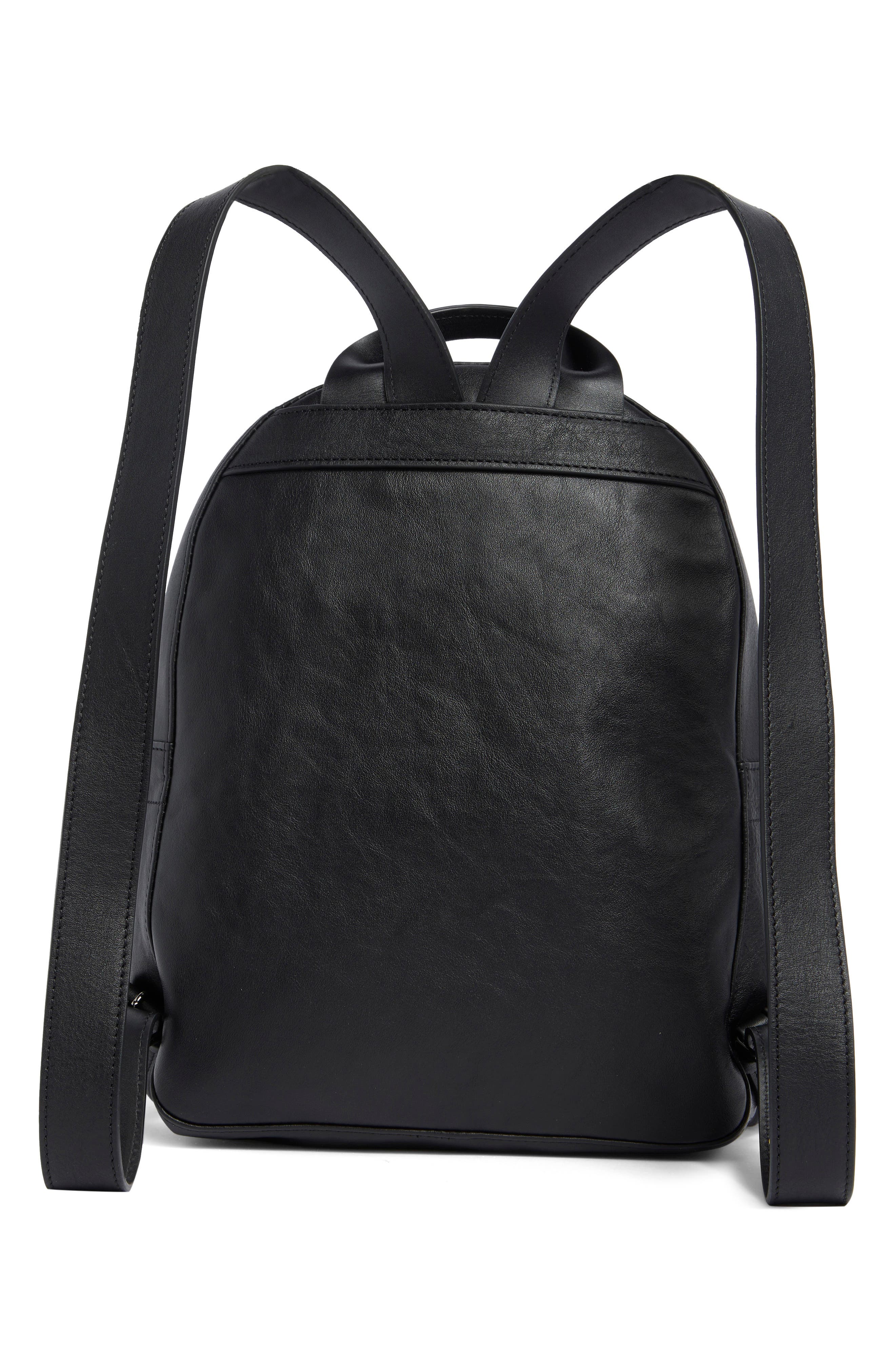 Small 3D Leather Backpack, Alternate, color, BLACK