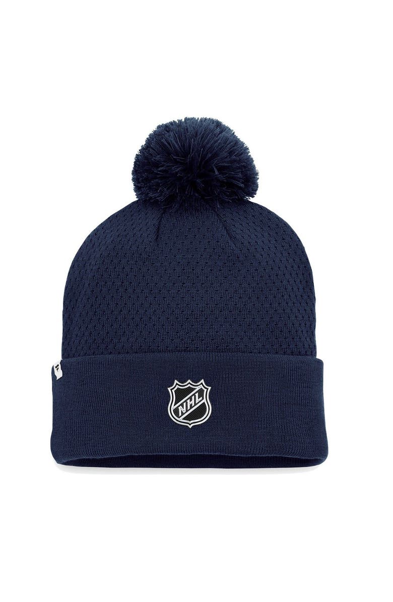 FANATICS Women's Fanatics Branded Navy Nashville Predators Authentic Pro Road Cuffed Knit Hat with Pom, Alternate, color, Navy