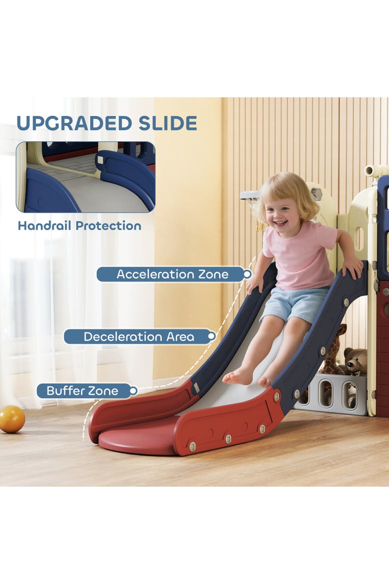8-in-1 Toddler Slide Set, Hoop, Telescope, Indoor/Outdoor, Alternate, color, Blue