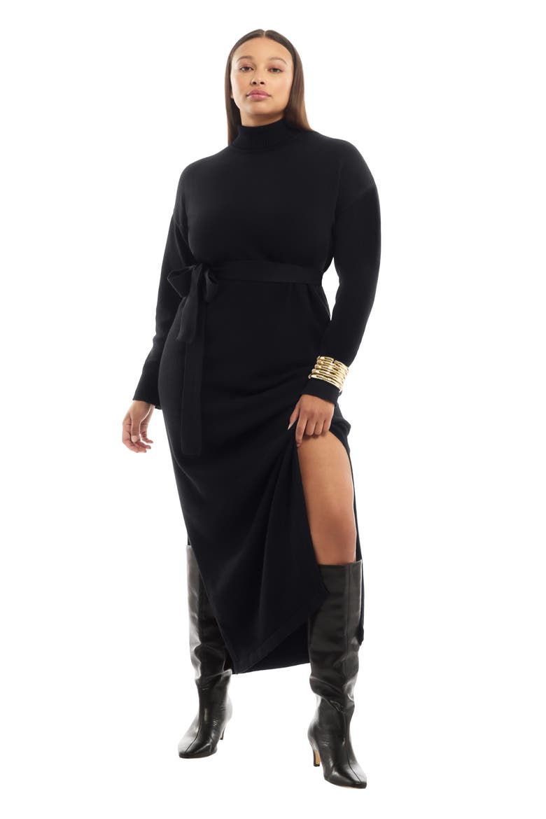 Turtleneck Sweater Dress, Main, color, BLACK ONYX