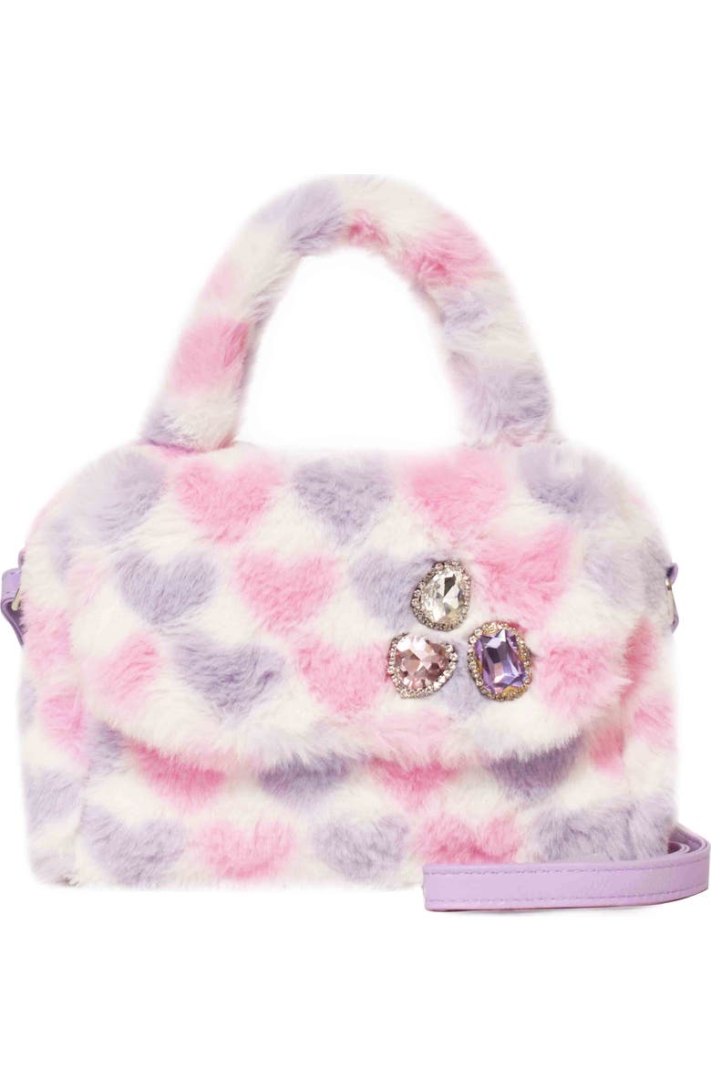OMG Accessories Kids' Heart Faux Fur Crossbody Bag, Main, color,
