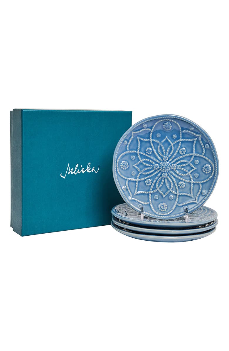 Juliska Jardins du Monde Set of 4 Side/Cocktail Plates, Alternate, color, Chambray