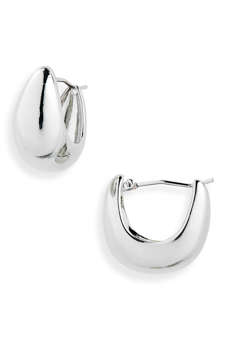 Teardrop Hoop Earrings, Main, color, SILVER