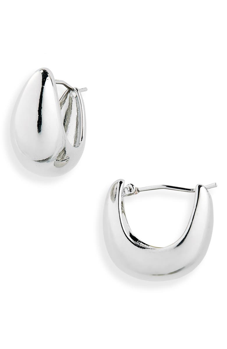 NORDSTROM RACK Teardrop Hoop Earrings, Main, color, Silver