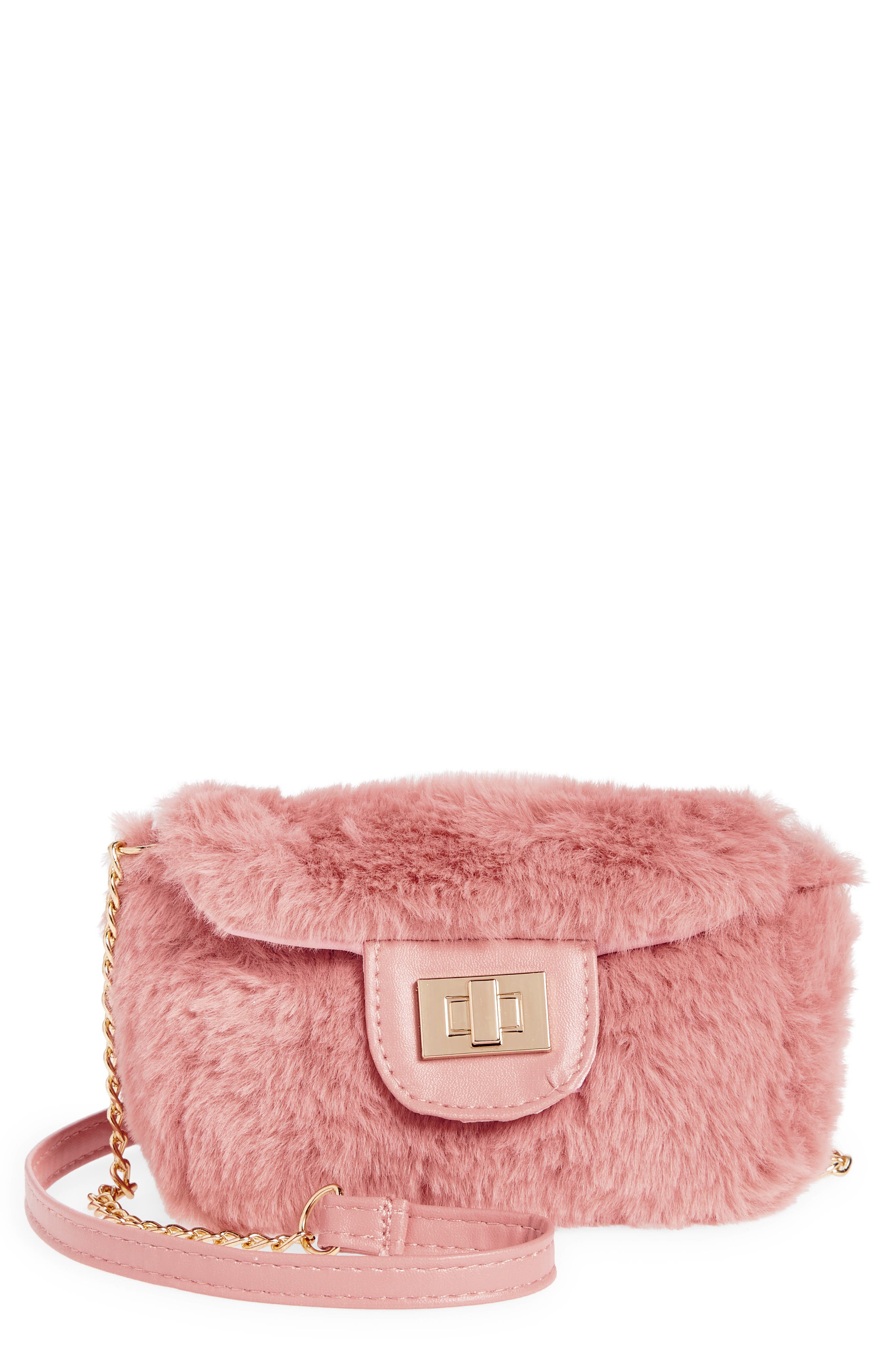 Capelli New York Kids' Faux Fur Crossbody Bag, Main, color, 