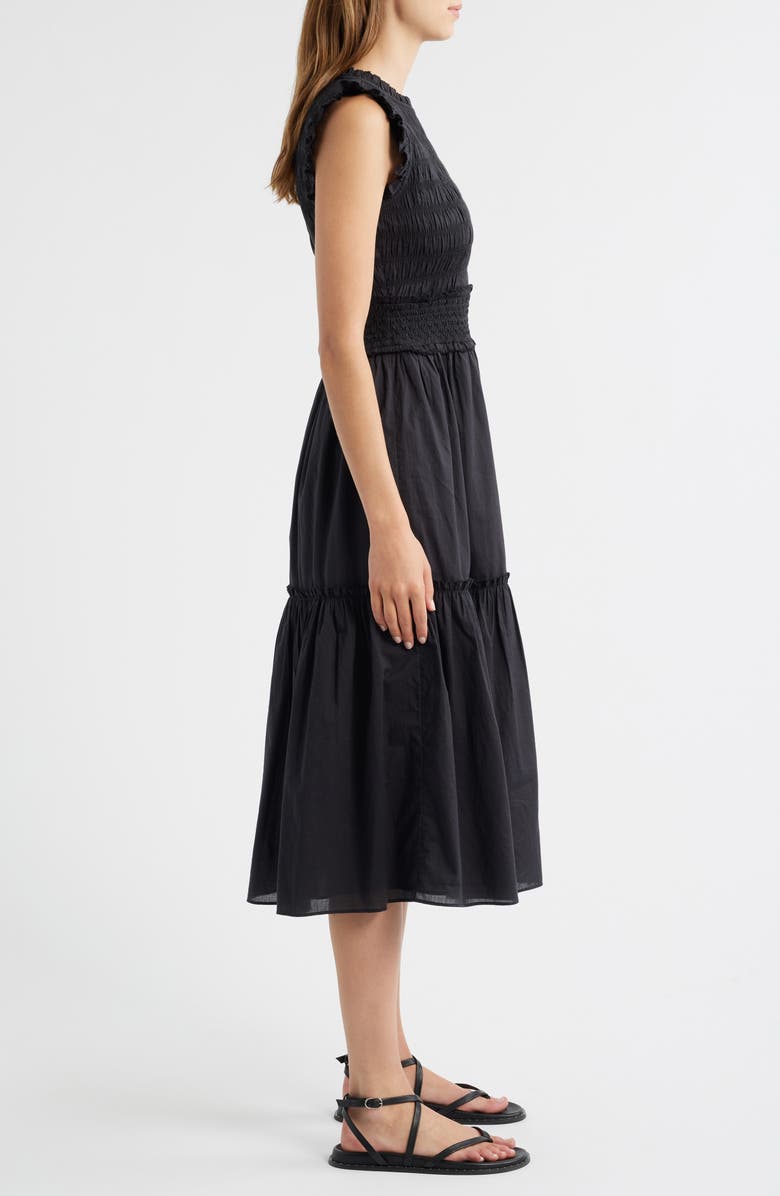 Rails Vivier Smocked Midi Dress, Alternate, color, Black