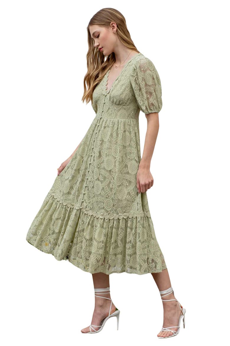Lace Short Sleeve Maxi Dress, Alternate, color, LIGHT SAGE