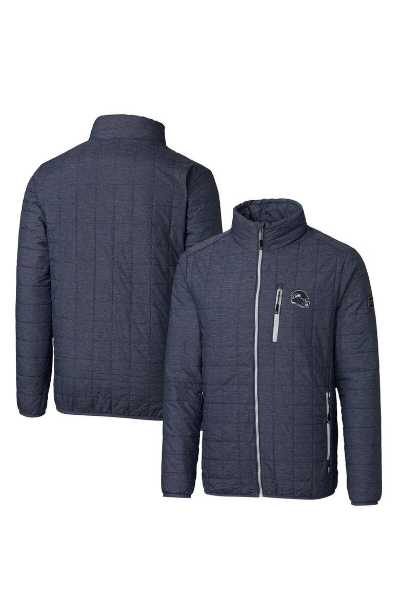 Cutter & Buck Men's Cutter & Buck Charcoal Seattle Seahawks Helmet Rainier PrimaLoft Eco Insulated Full-Zip Puffer Jacket, Main, color,