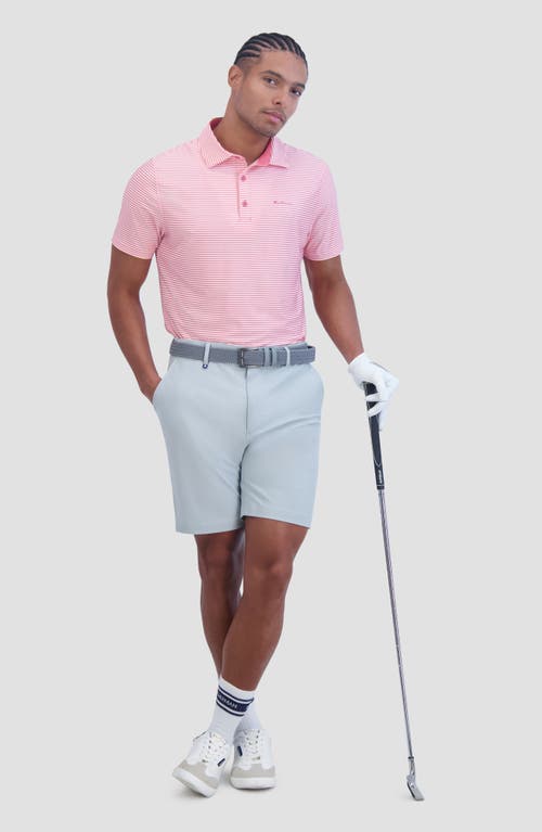 Ben Sherman Stripe Tech Jersey Polo In Pink
