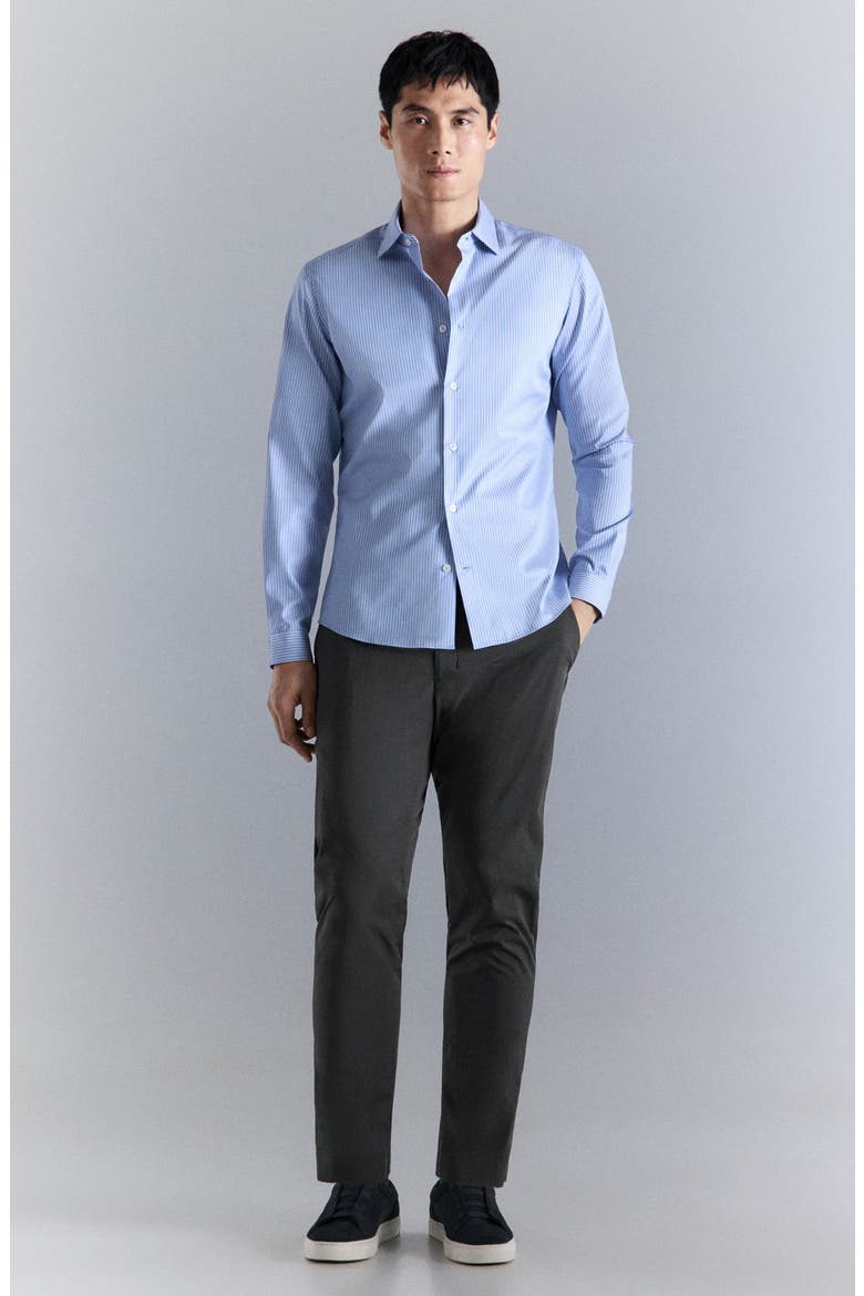 Slim Fit Non-Iron Stripe Button-Up Shirt, Alternate, color, SKY BLUE