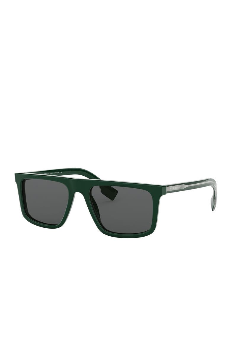 55mm Rectangle Sunglasses, Alternate, color, GREEN