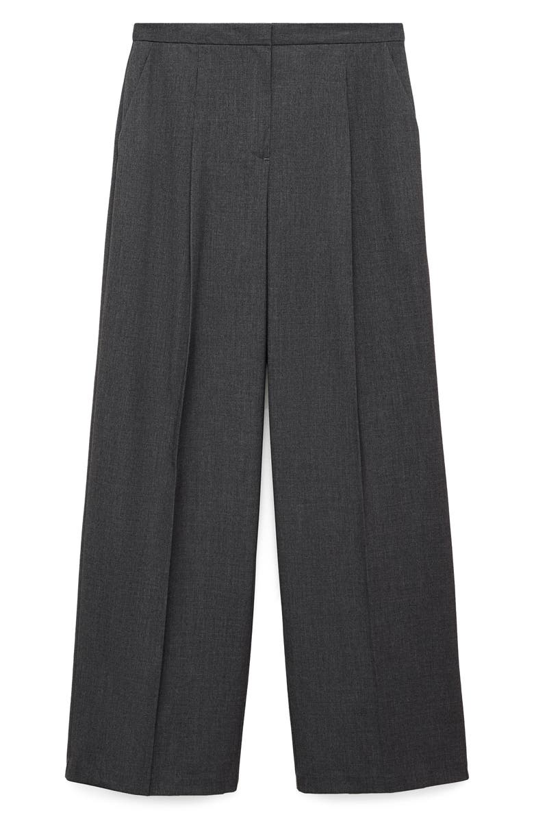 MANGO Pleated Wide Leg Pants, Alternate, color, Grey