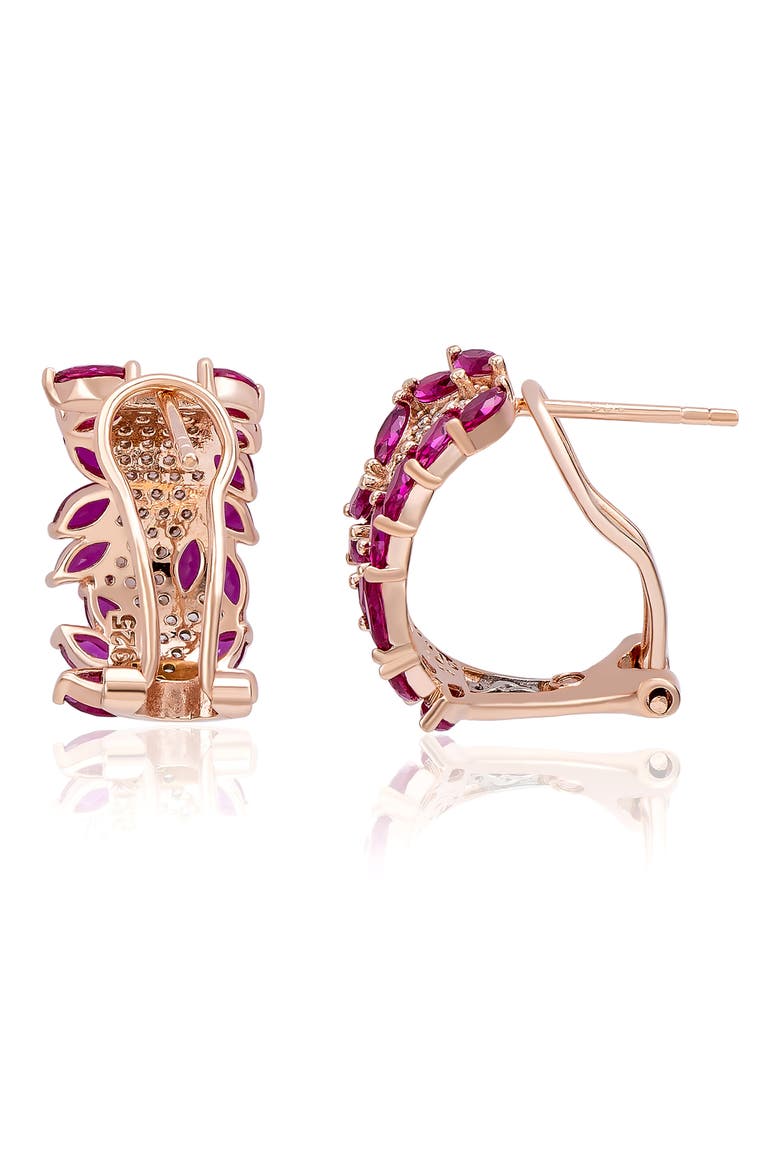 Cubic Zirconia Huggie Hoop Earrings, Alternate, color, RED