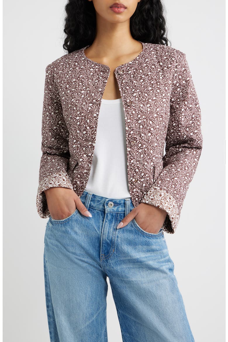 Rowan Cropped Cotton Jacket, Main, color, DITSY THISTLE BROWN