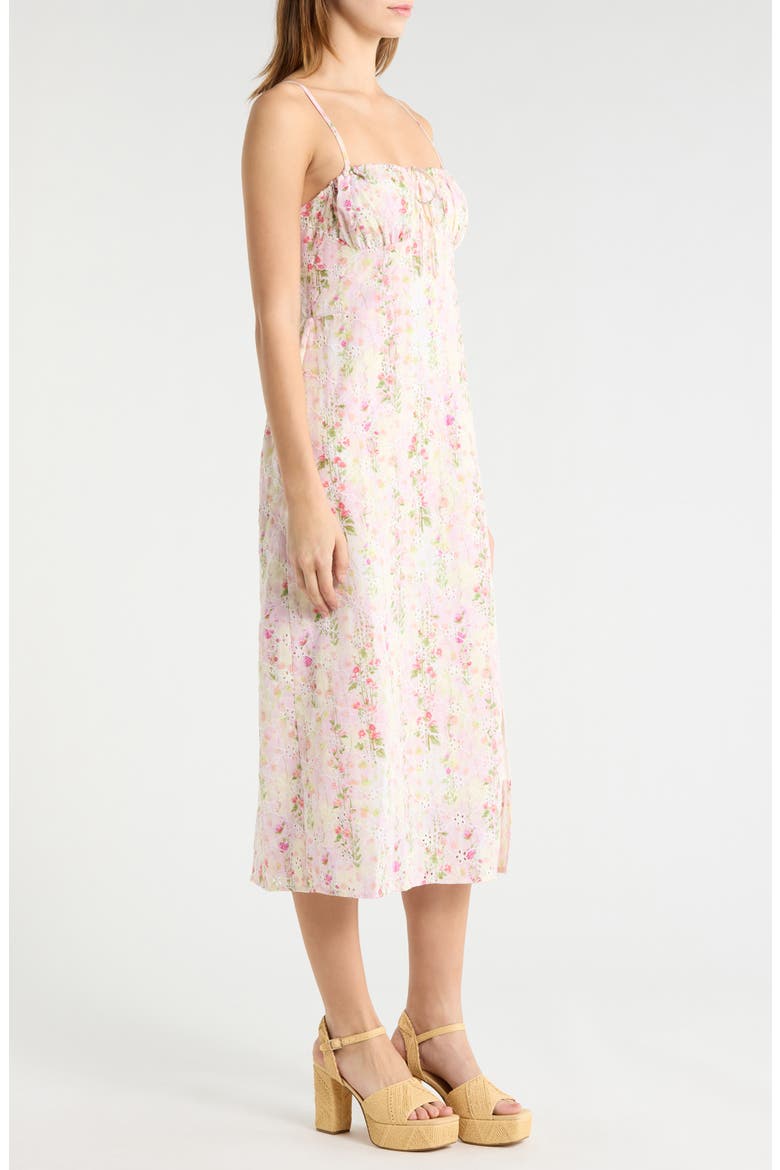 Floral Eyelet Corset Midi Sundress, Alternate, color, CREAM PINK