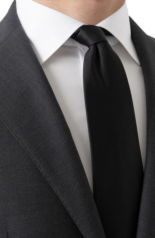 Eton Black Solid Silk Twill Tie In Black