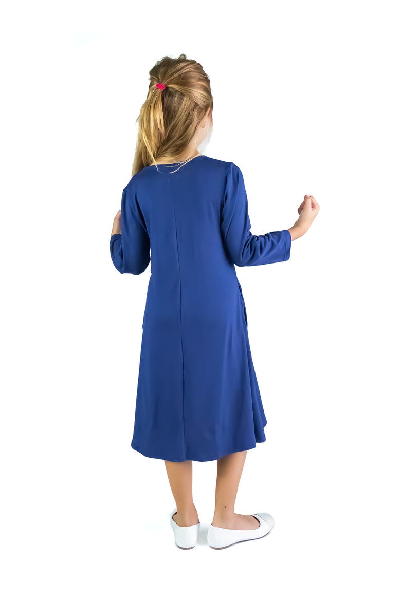 Long Sleeve Loose Fit Knee Length Tunic Pocket Dress, Alternate, color, Navy