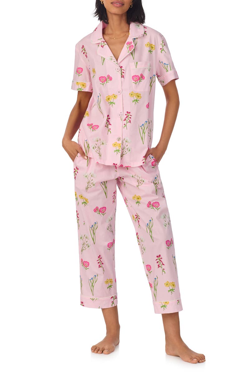 BedHead Pajamas Print Stretch Organic Cotton Jersey Crop Pajamas, Alternate, color, 