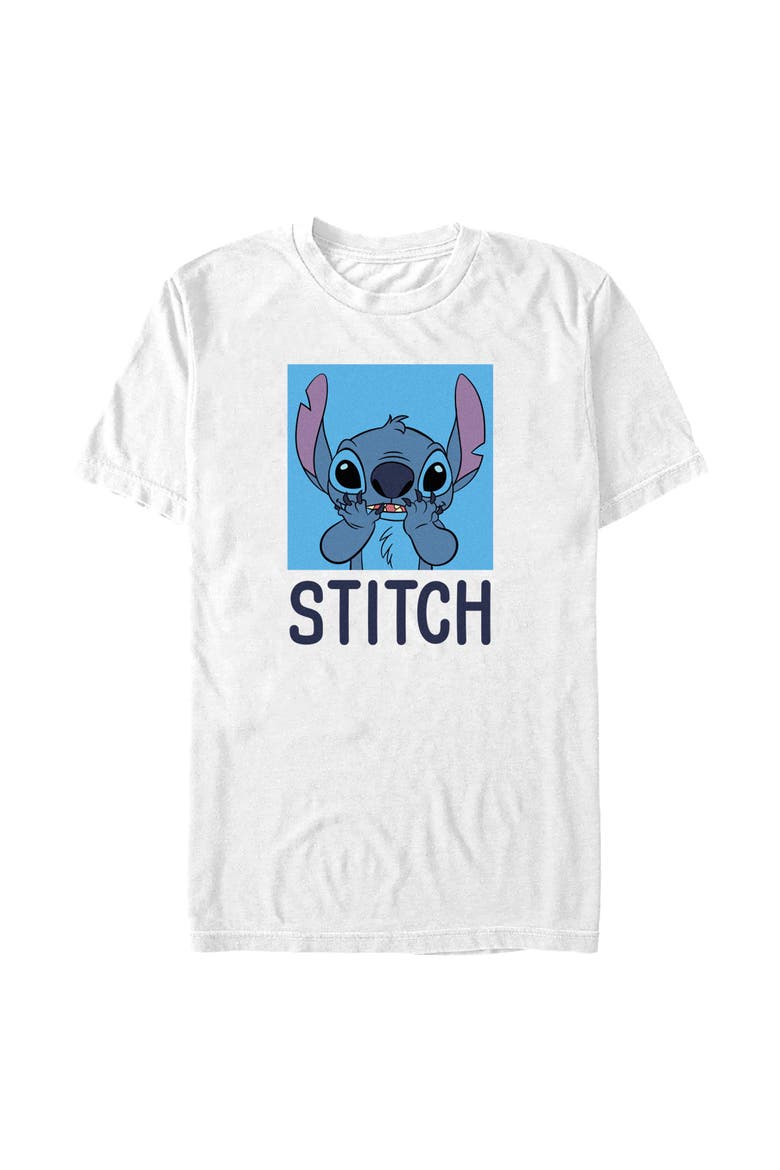 Men's Lilo & Stitch Simple Blue Stitch Portrait  Graphic T-Shirt, Alternate, color, White