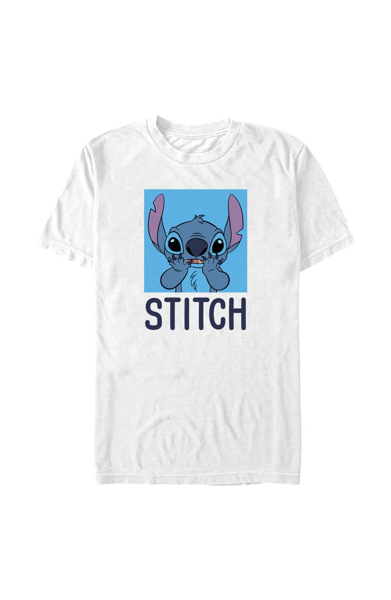 Lilo & Stitch Men's Lilo & Stitch Simple Blue Stitch Portrait Graphic T-Shirt, Alternate, color, White