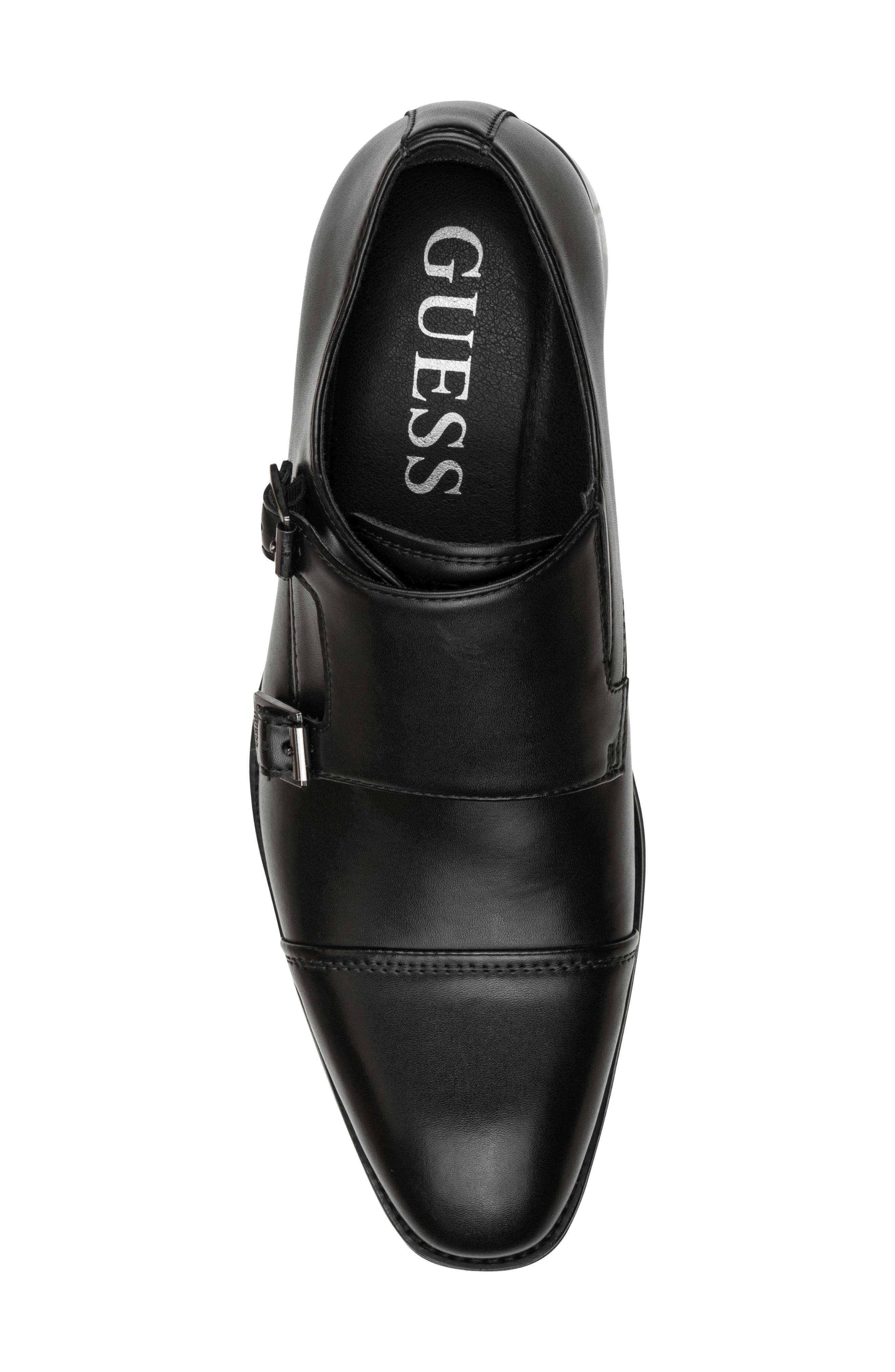 Lintoro Faux Leather Monk Strap Shoe, Alternate, color, BLACK