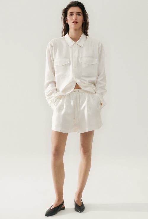 Silk Laundry Twill Slouch Shorts White In White