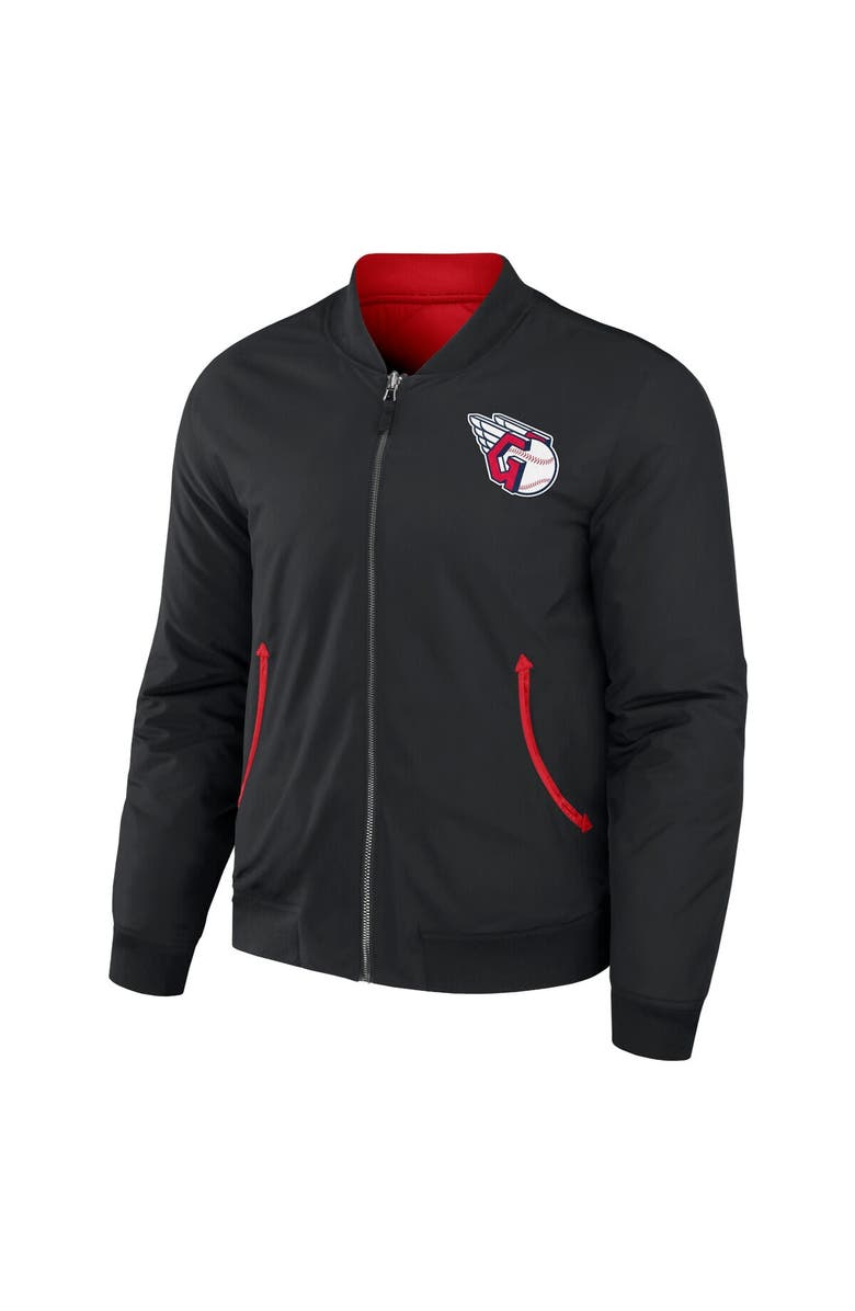 Darius Rucker Collection by Fanatics Men's Darius Rucker Collection by Fanatics Black/Red Cleveland Guardians Reversible Full-Zip Bomber Jacket, Alternate, color, Black