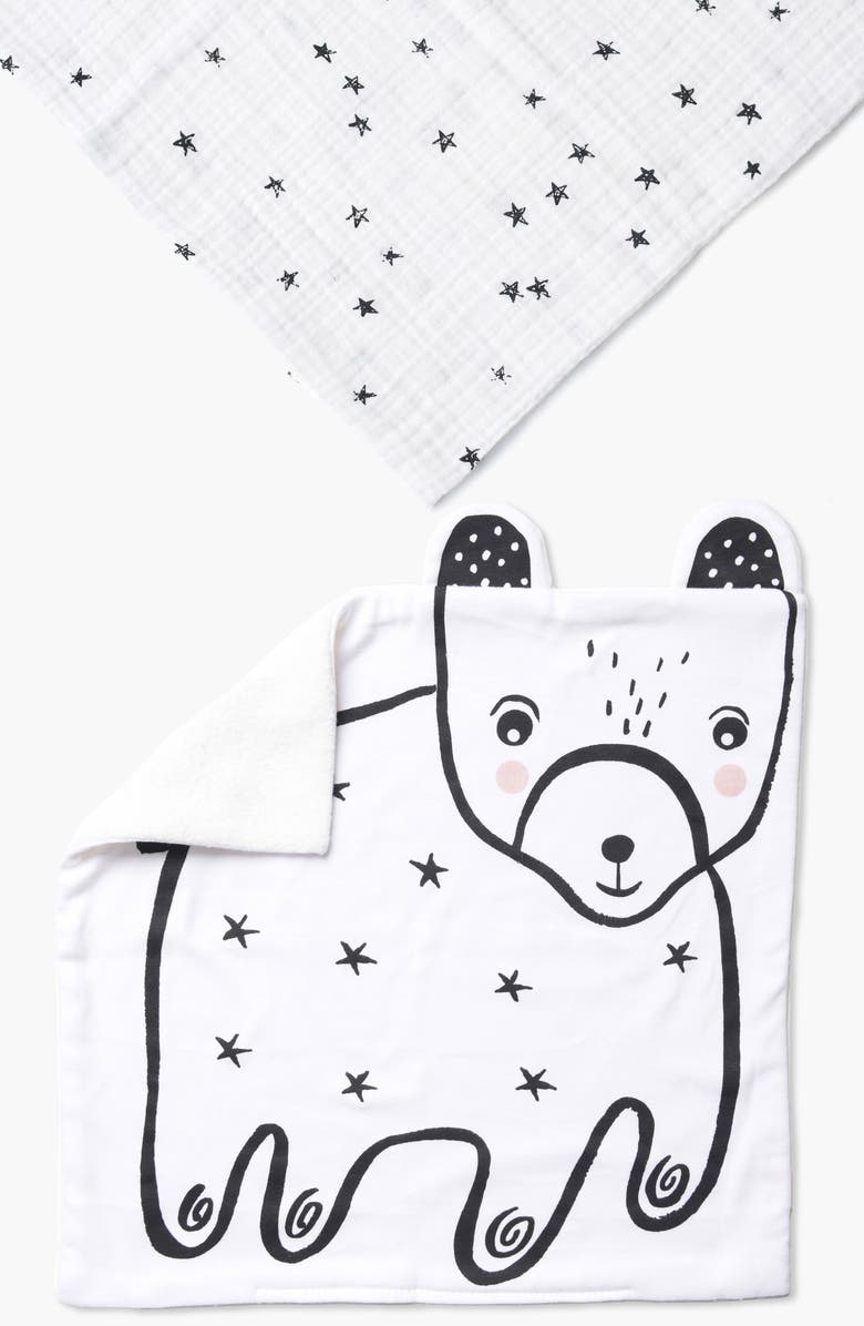Wee Gallery Stars Swaddle and Bear Snuggle Blanket Bundle, Alternate, color, Stars