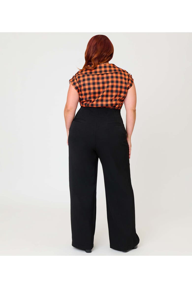 Plus Size Lace Up High Waist Trousers, Alternate, color, Black Solid