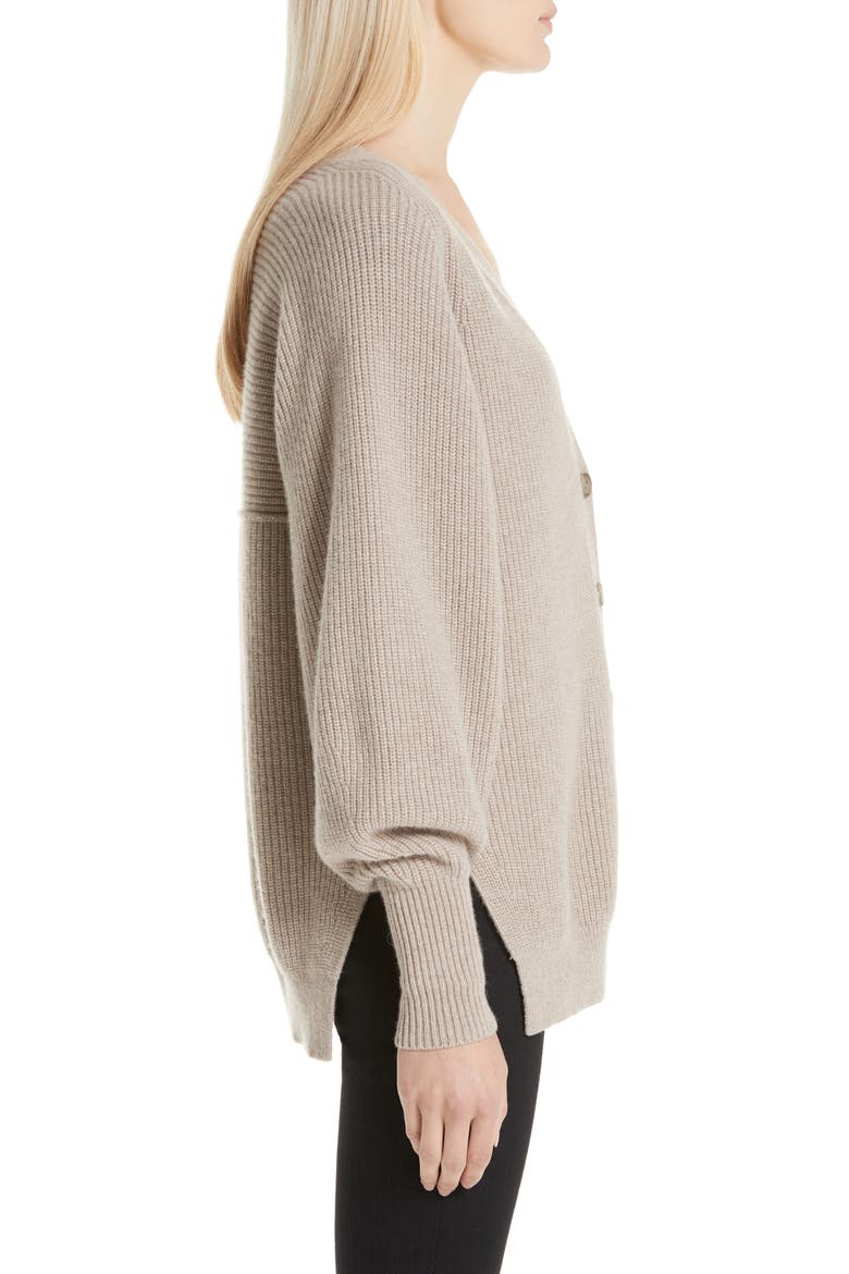 Puff Sleeve Merino Wool & Cashmere Blend Cardigan, Alternate, color, OATMEAL MELANGE