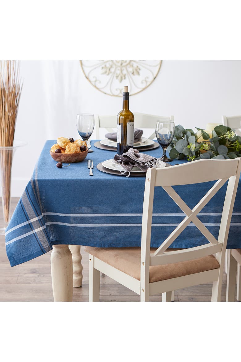 French Stripe Tablecloth, Alternate, color, Blue