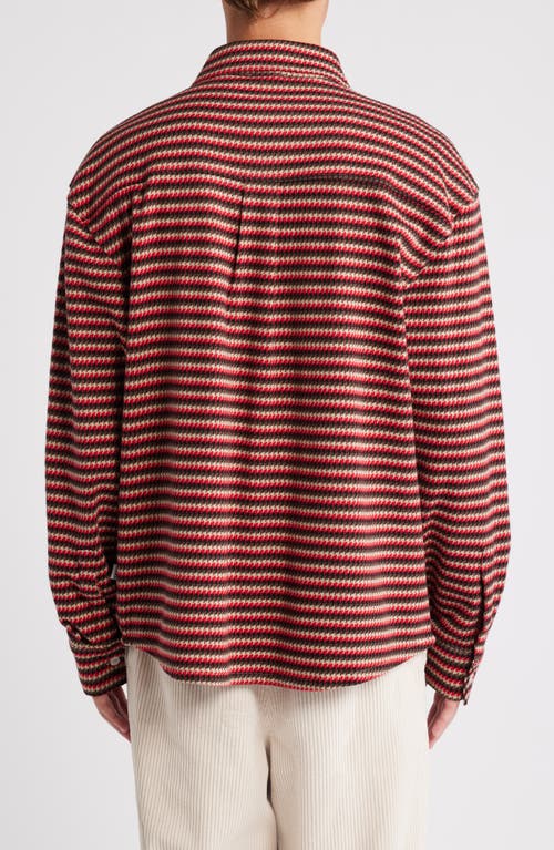 Krost Stripe Jacquard Long Sleeve Cotton Knit Button-up Shirt In Multi Red