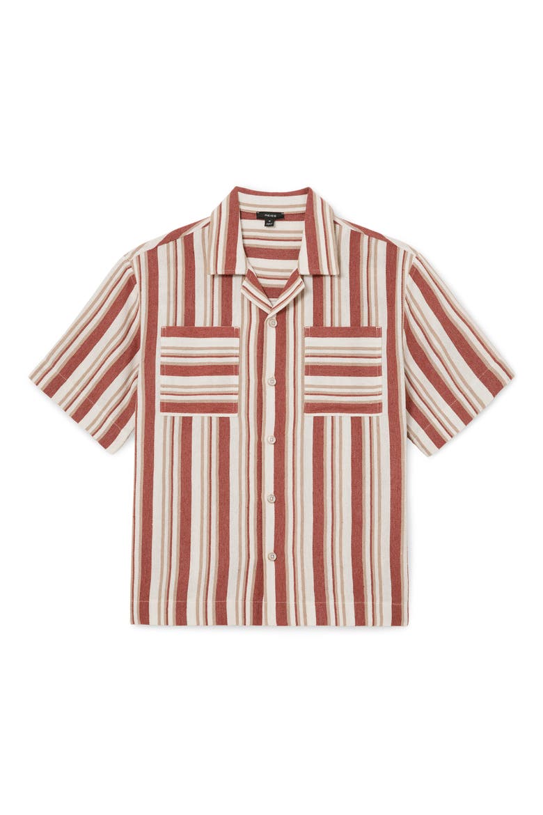 Celeste Stripe Camp Shirt, Alternate, color, RED/ STONE