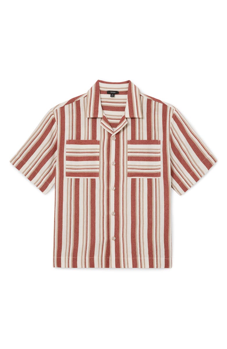 Reiss Celeste Stripe Camp Shirt, Alternate, color, Red/ Stone