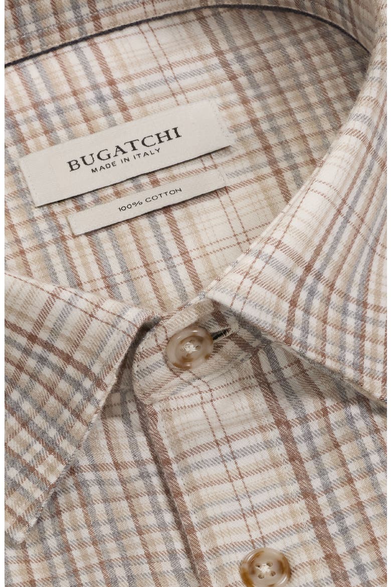 Karl Plaid Long Sleeve Cotton Shirt, Alternate, color, CAMEL