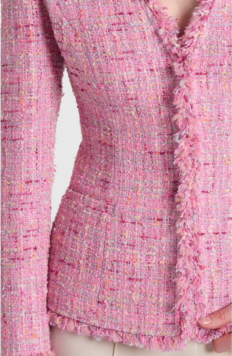 Santorelli Cynthia Jacket in Luxury Cotton Blend Tweed, Alternate, color, Candy Pink
