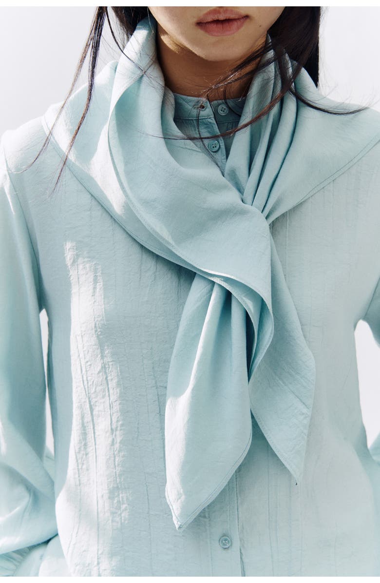 H&M Scarf-detail Shirt, Alternate, color, Light Dusty Turquoise