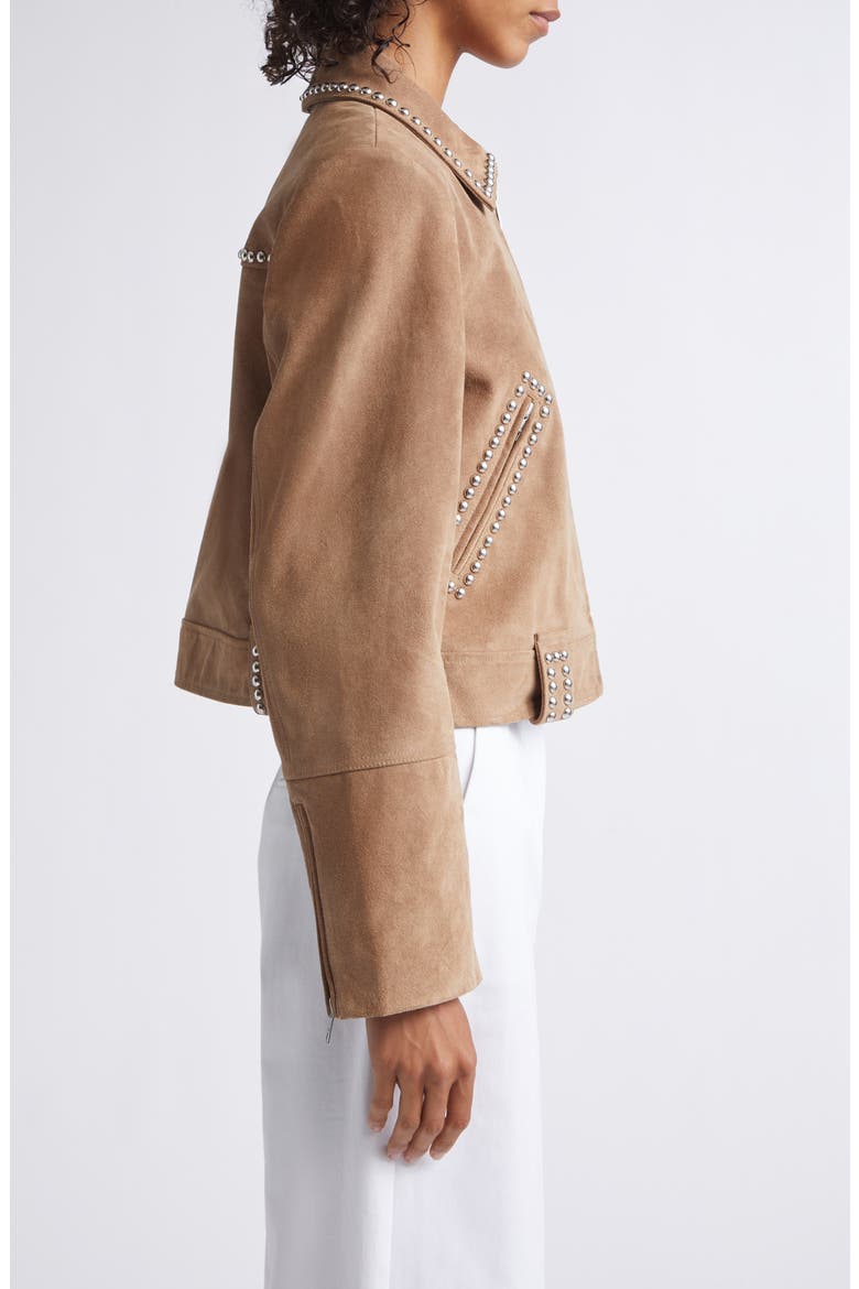 Hugo Stud Detail Faux Suede Jacket, Alternate, color, DUNE