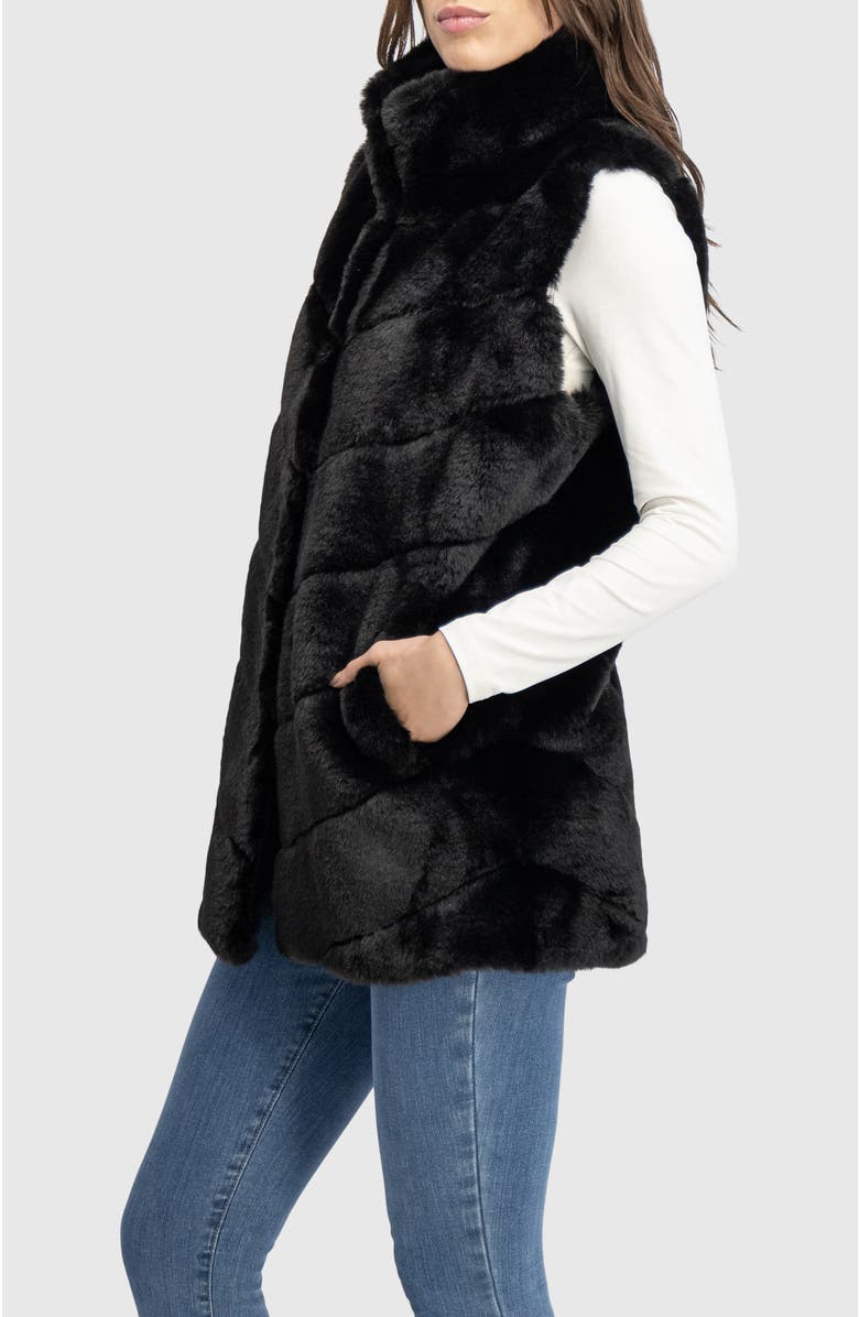 Lyla Grant Fur-Free Rex Rabbit (Faux Fur) Vest, Alternate, color, Black