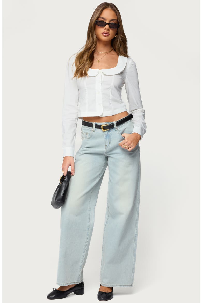 Scoop Neck Button-Up Shirt, Alternate, color, WHITE