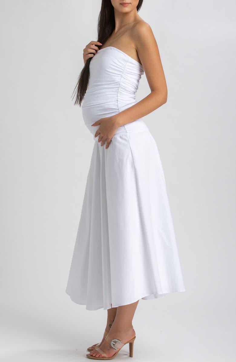 PIETRO BRUNELLI MATERNITY Strapless Drop Waist Maternity Dress, Alternate, color, White