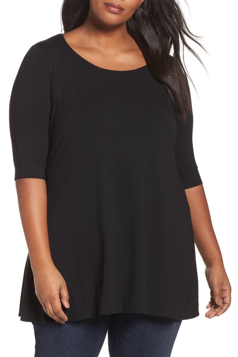 Scoop Neck Jersey Tunic, Main, color, BLACK
