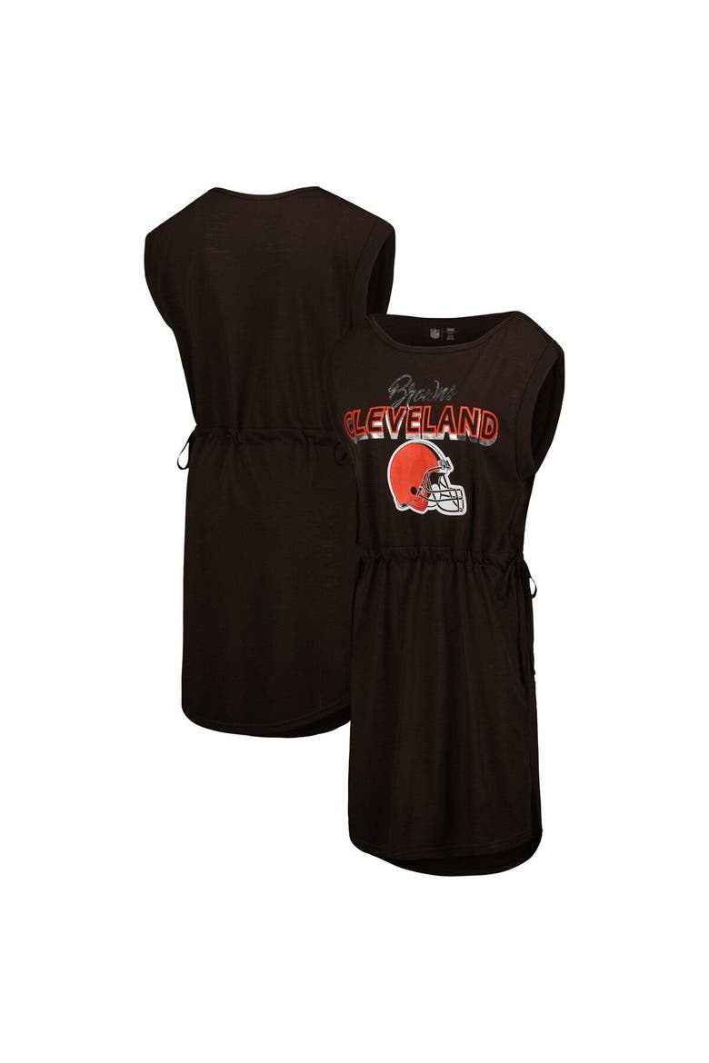 Women's G-III 4Her by Carl Banks Brown Cleveland Browns G.O.A.T. Swimsuit Cover-Up, Main, color, Brown