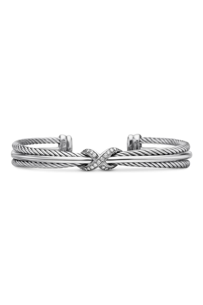 'X' Crossover Cuff with Diamonds, Main, color, DIAMOND