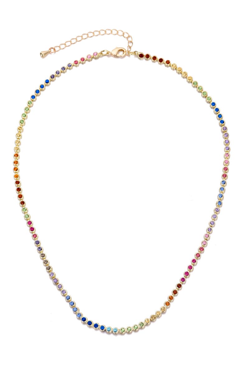 Rainbow Crystal Tennis Necklace, Alternate, color, GOLD MULTI