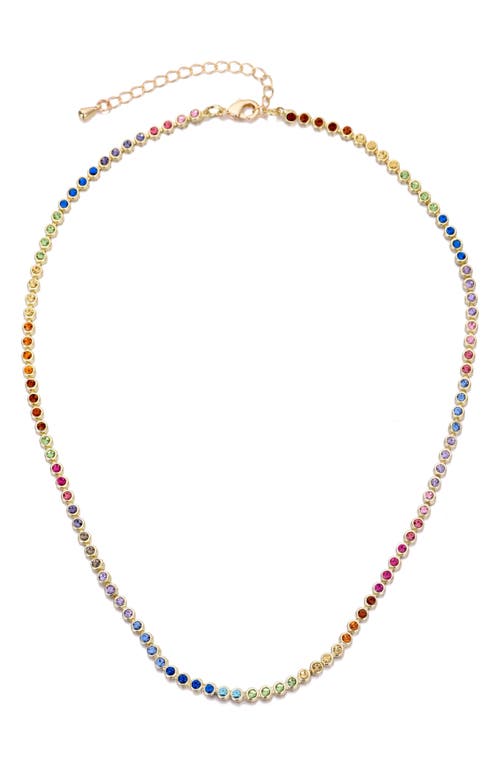 Adornia 14k Plated Crystal Rainbow Tennis Necklace In Multi