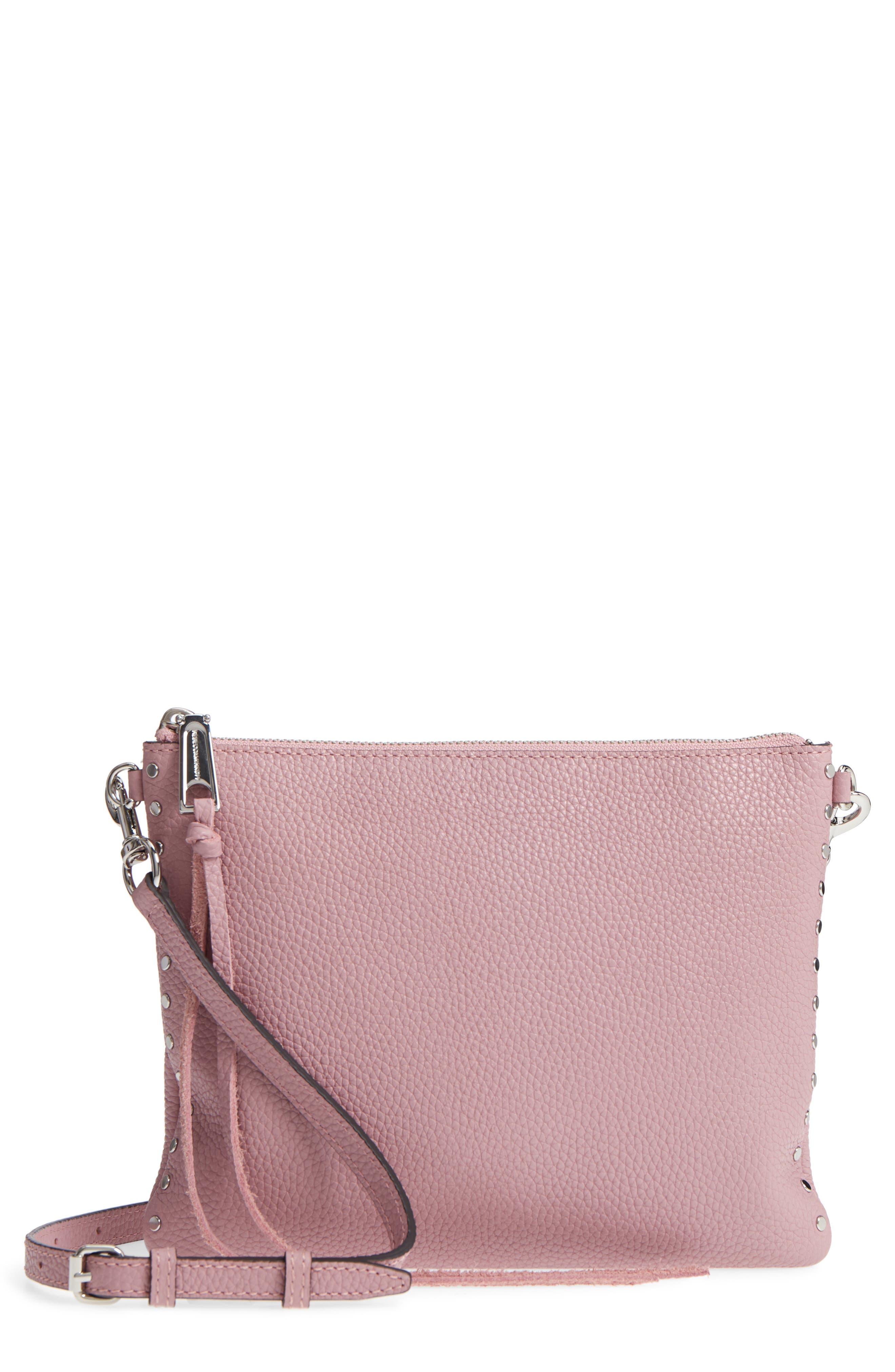 Jon Studded Leather Crossbody Bag, Main, color, LILAC ROSE