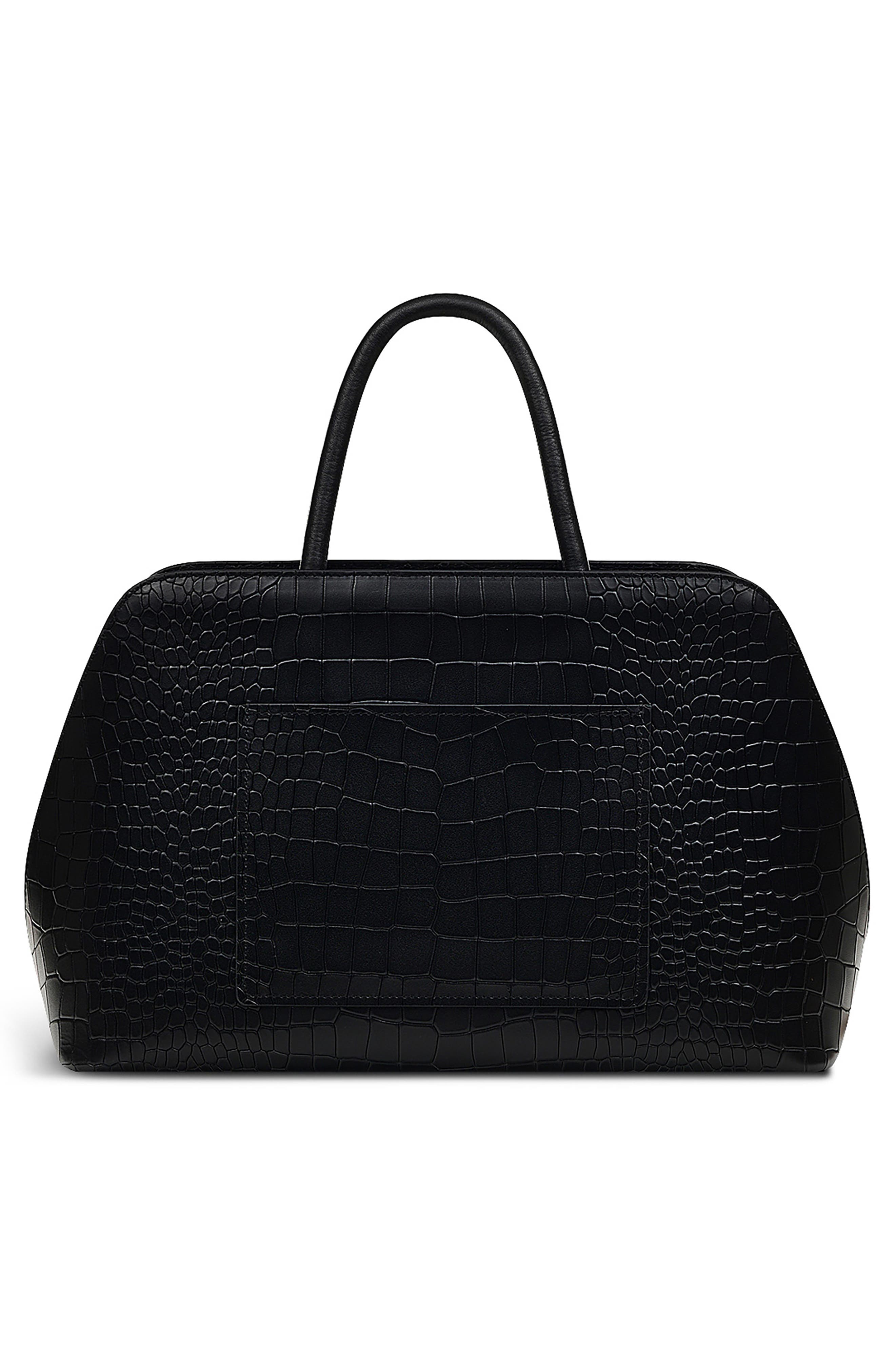 Radley Liverpool Street Croc Embossed Crossbody Bag, Alternate, color, Black