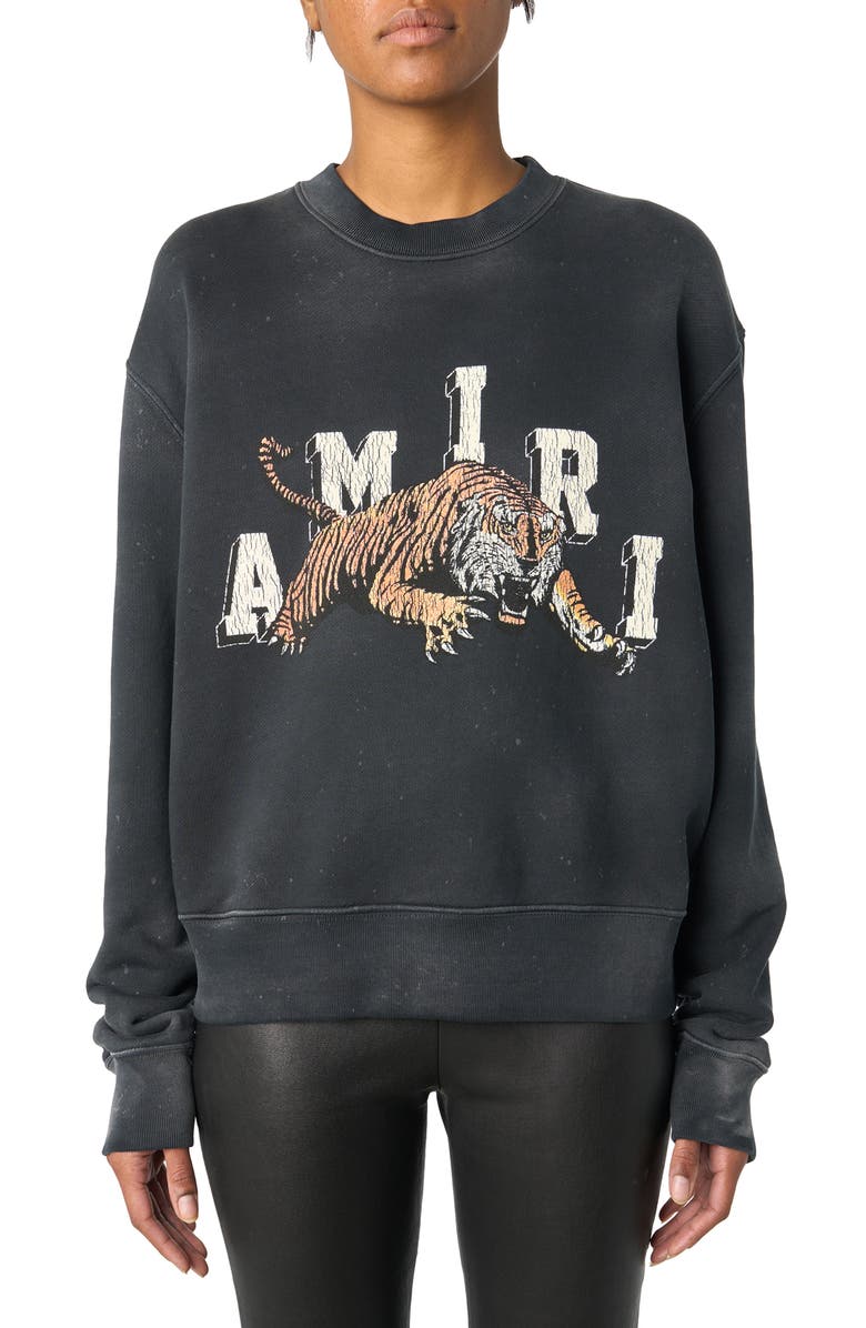 AMIRI Tiger Logo Distressed Sweatshirt, Main, color, 